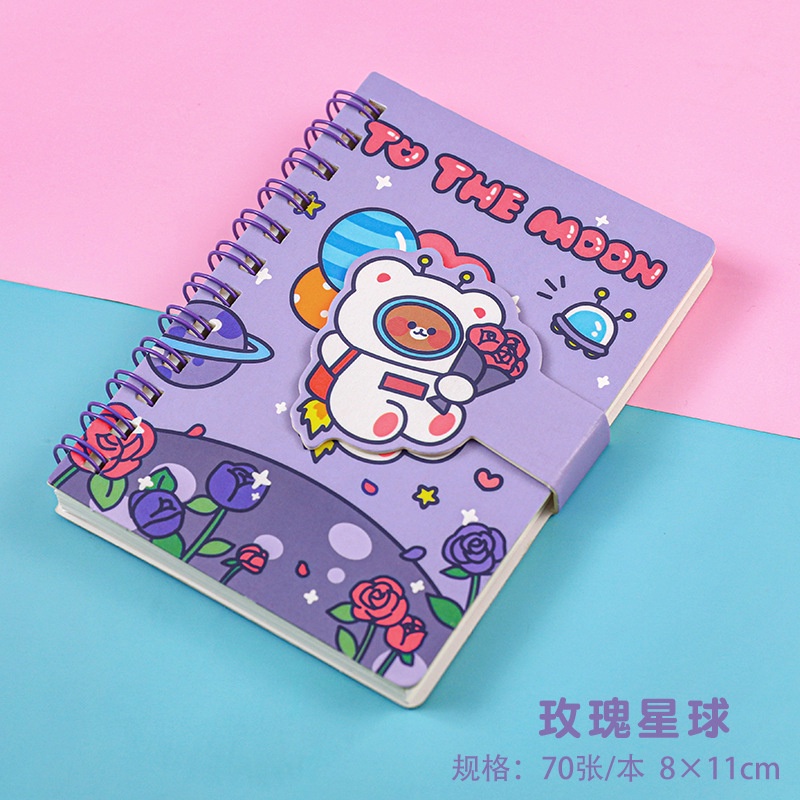 Sổ Tay Mini Họa Tiết Hoạt Hình Dễ Thương Có Khóa Nam Châm Tiện Dụng