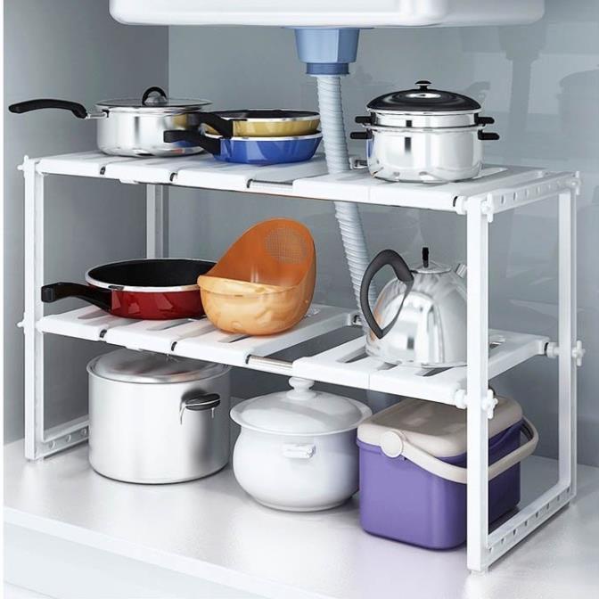 Kệ gầm bếp 2 tầng đa năng tiện dụng tiết kiệm không gian nhà bếp, kệ để nồi niêu xong chảo -FUJIKA