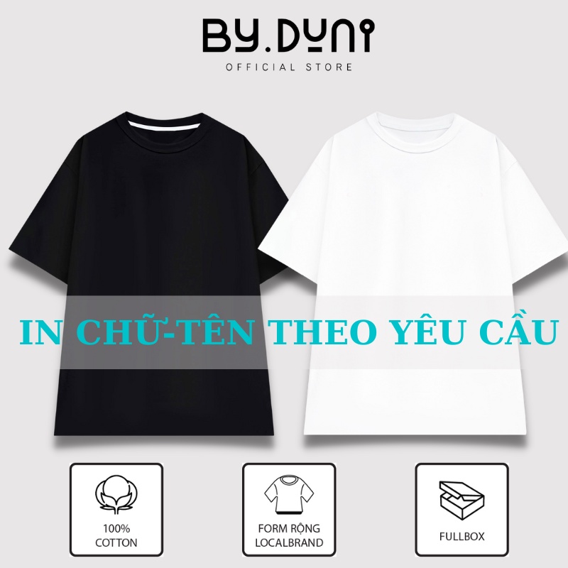 Áo thun cặp đôi nam nữ form rộng Local Brand tay lỡ unisex, áo cặp bạn thân vải cotton By.duni in chữ tên theo yêu cầu