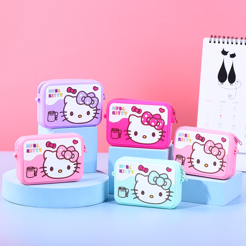 Sanrio Túi Đeo Chéo Bằng Silicon Hình Hello Kitty Dễ Thương Cho Bé