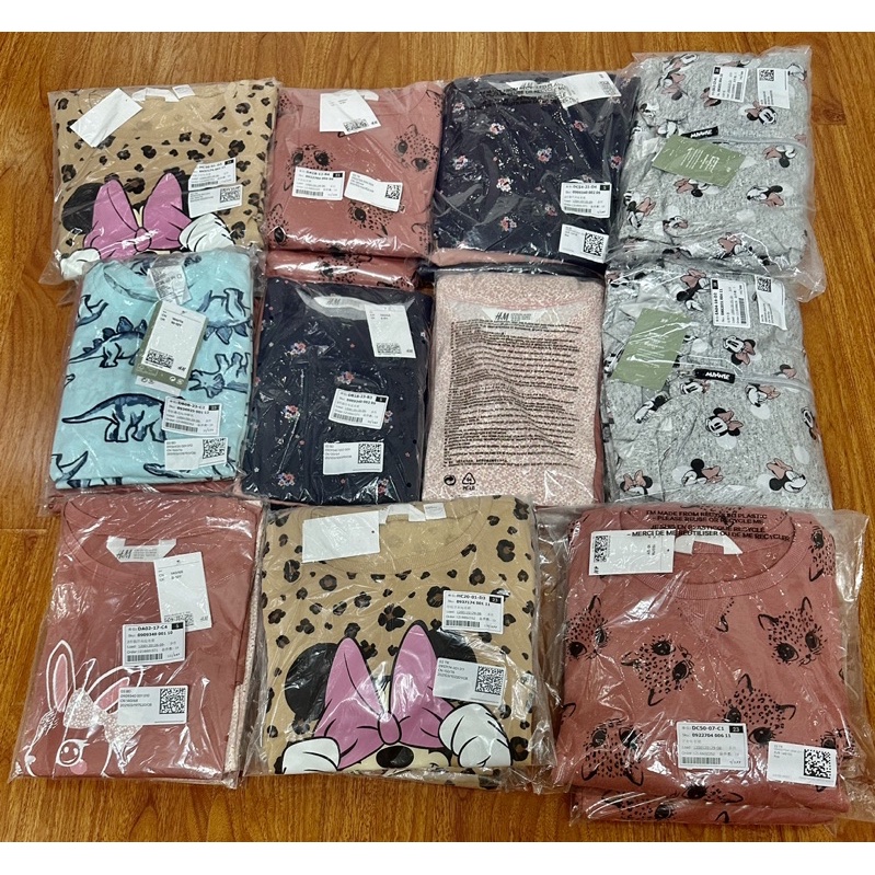 Set gồm 2 váy dài tay hoạ tiết hoa nhí hồng xanh đậm cho bé gái săn sale China sz 6-8y