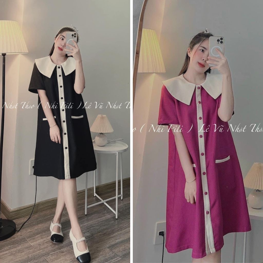 Váy bầu công sở 3 màu HOT chất liệu lụa hàn cổ bèo sang trọng