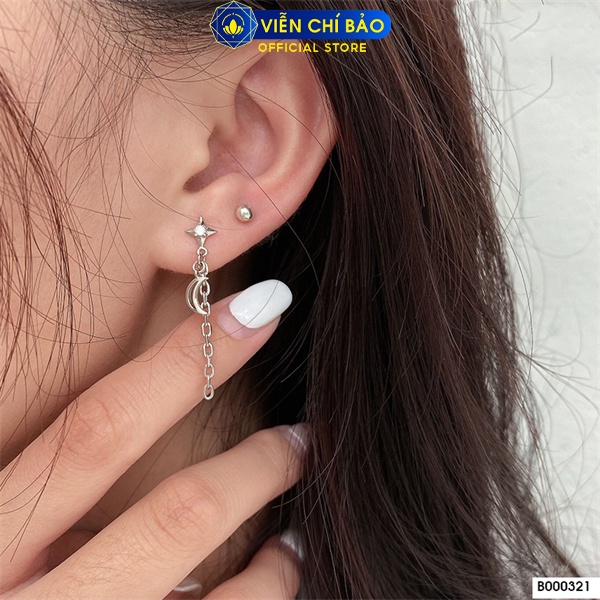 Bông tai xích sao chất liệu bạc Thái 925 thời trang phụ kiện trang sức nữ Viễn Chí Bảo B000321