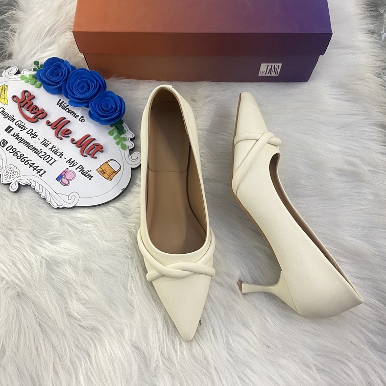 Giày cao gót mũi nhọn hàng đẹp da lì trơn mềm và êm chân , Guốc nữ cao 7 phân mũi nhọn dây chéo Quảng Châu