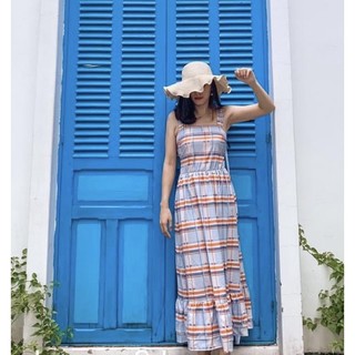 Đầm lụa hai dây UK size 8 form rộng chính hãng