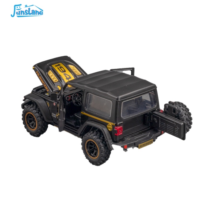 Mô hình xe jeep FUNSLANE Wrangler Rubicon có đèn và nhạc chất liệu hợp kim tỉ lệ 1:32