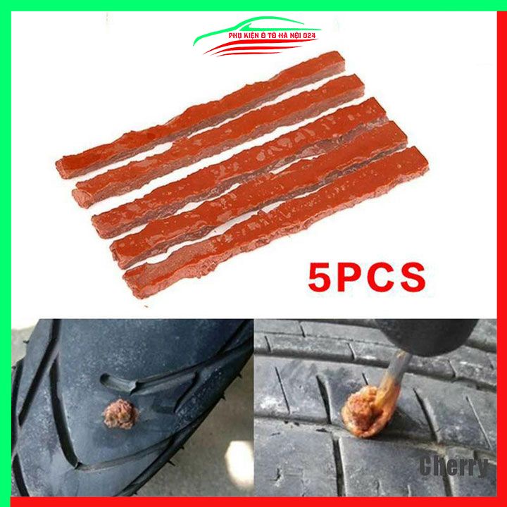 Bộ 5 miếng vá lốp không săm, vá lụi lốp ô tô, xe máy nhanh chóng, tiện lợi