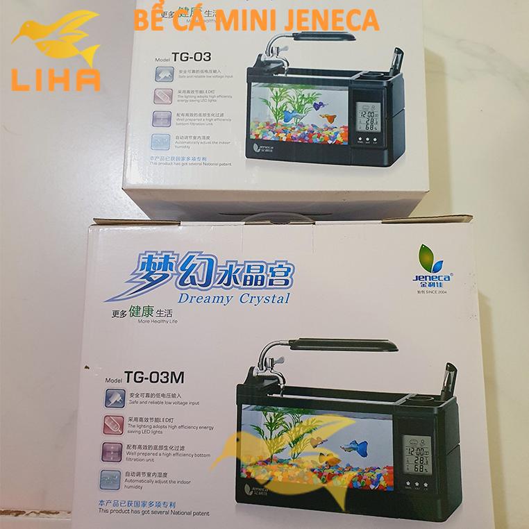 Bể Cá Mini Để Bàn Jeneca TG Kèm Đồng Hồ - Bể Cá Để Bàn Siêu Đẹp
