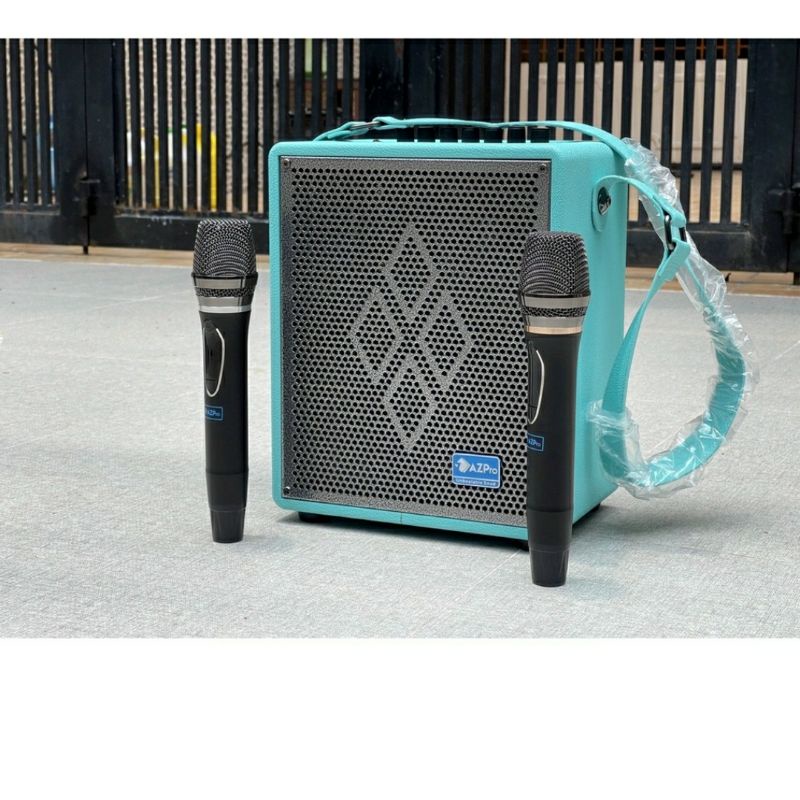 Loa Xách Tay karaoke Bluetooth Azpro 366 Mẫu Mới Bass 15cm 1 Trung 1 Treble 2 Mic Chống Hú
