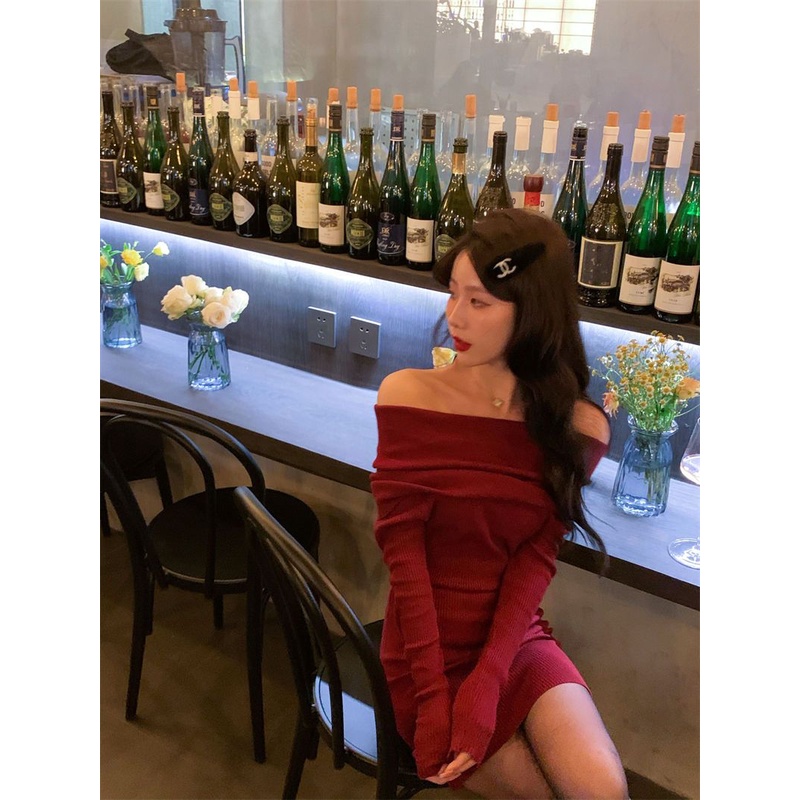 Đầm Giáng Sinh Tay Dài Hở Vai Plus Size Cho Nữ