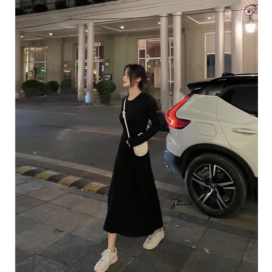 Váy body dài tay chiết bo eo sexy freesize - Đầm body dài tay sexy sang chảnh Ullzang