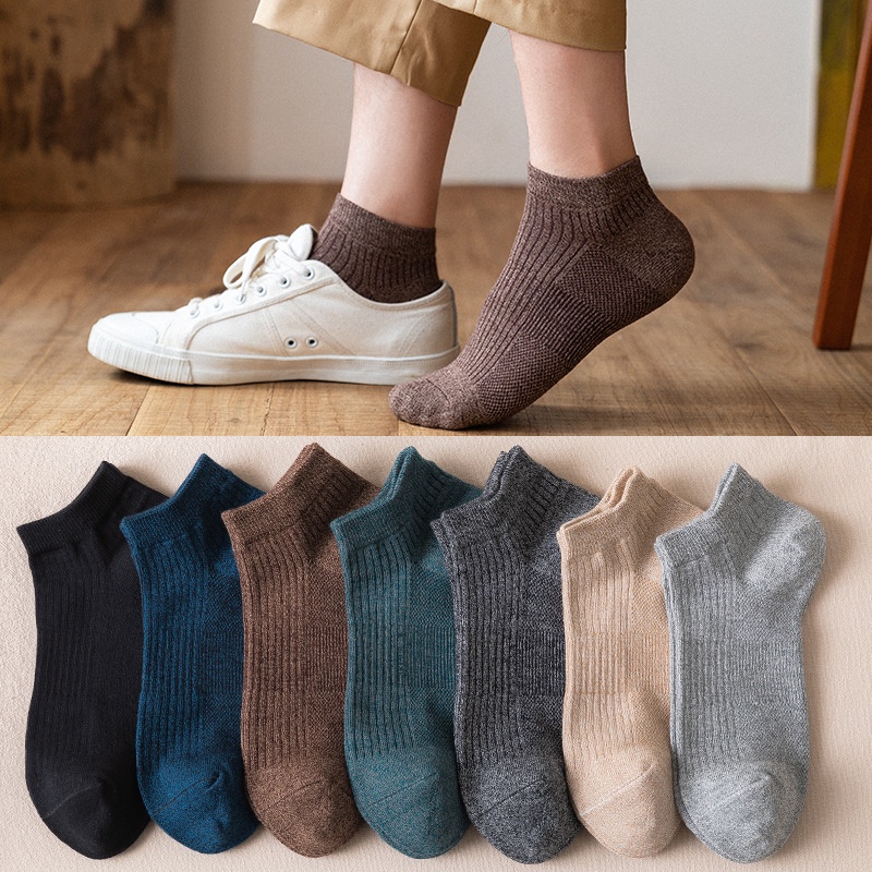 Vớ Cotton Cổ Thuyền Họa Tiết Kẻ Sọc Phong Cách Mới Cho Nam