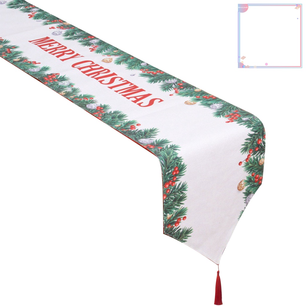 [do1] Khăn Trải Bàn Hai Lớp In Họa Tiết Tuần Lộc Giáng Sinh Trang Trí Lễ Hội / Ông Già Noel