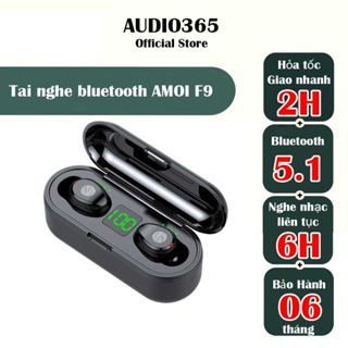 Hình ảnh Tai nghe bluetooth Amoi F9 bản quốc tế, nút cảm ứng, pin 280 giờ, kèm sạc dự phòng, chống nước IPX7 - Audio365 chính hãng