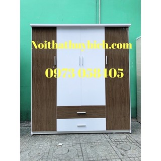 Tủ Quần Áo  Nhựa Đài Loan 4 cánh ngang 1m65( Có Lót Lõi Gỗ tại vị trí bản lề + tặng công lắp ráp )
