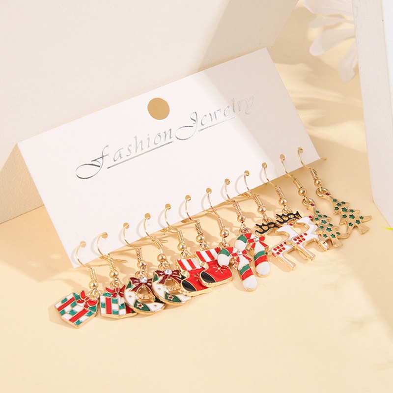 Set 6 Đôi Khuyên Tai Chủ Đề Giáng Sinh Dễ Thương