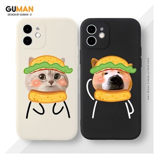 Ốp lưng GUMAN silicon mềm chống sốc viền vuông mèo chó độc lạ ngộ nghĩnh hoạt hình cặp đôi dễ thương đẹp Cho iPhone 16 15 14 13 12 11 Pro Max SE 2020 X XR XS 8 7 ip 6S 6 Plus k
