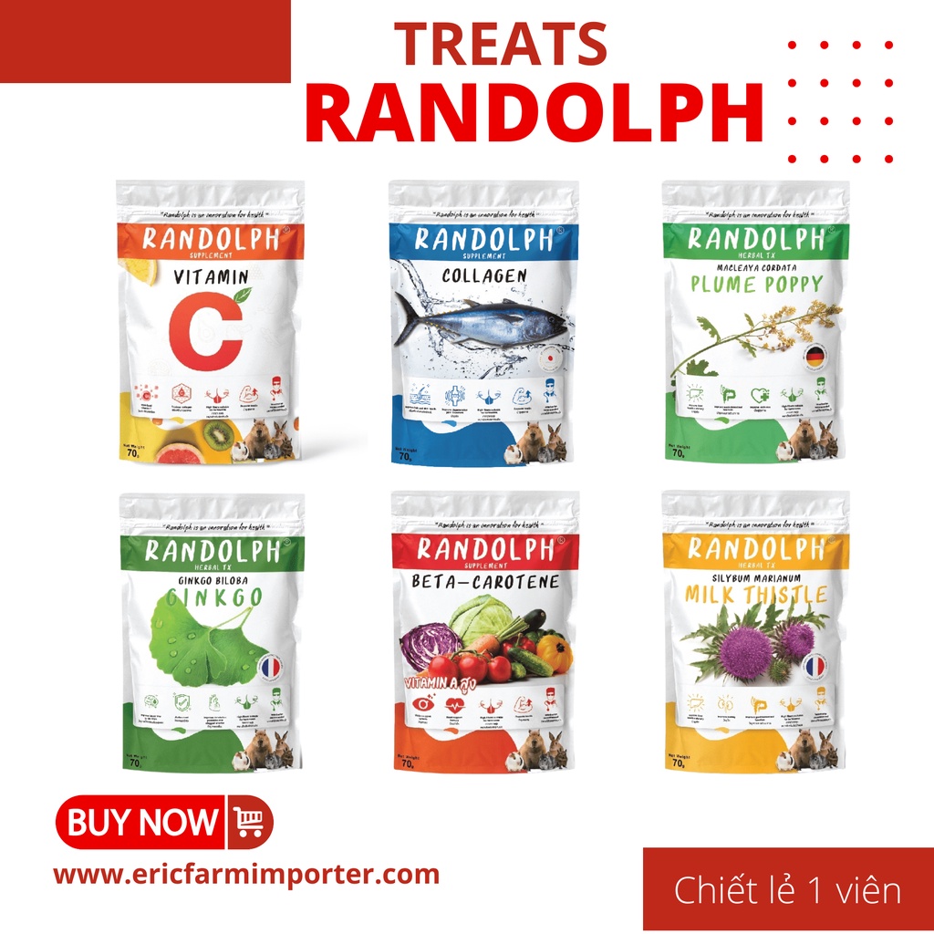 Bánh Cỏ Hỗ Trợ Vitamin Randolph🐶 FREE SHIP 🐶Phục Hồi Tuần Hoàn Máu Cho Thỏ Bọ Chichilla
