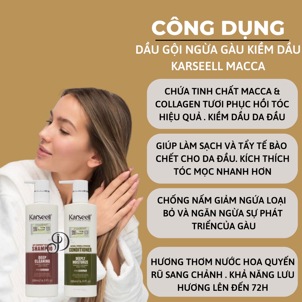 Dầu Gội Xả COLLAGEN KARSEELL MACA 500ML * 2 Phục Hồi Tóc Hư Tổn Siêu Mượt Hương Nước Hoa | Calla Official