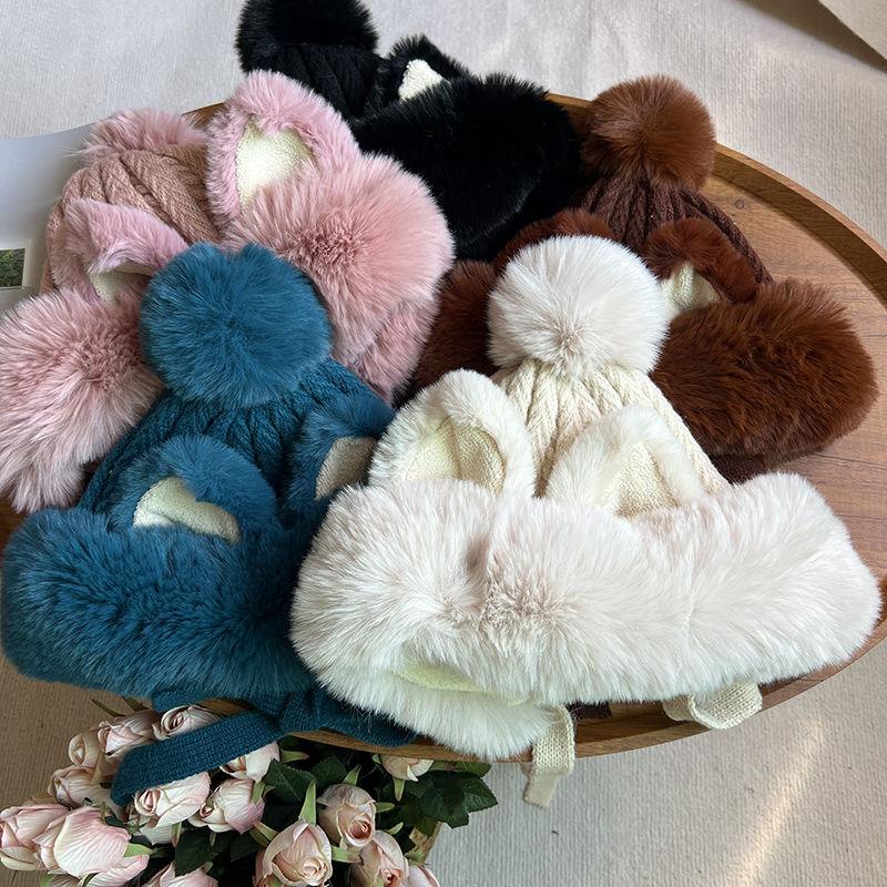 Mũ Len Dệt Kim Tai Cáo Giữ Ấm Mùa Đông Phong Cách Hàn Quốc Cho Nữ