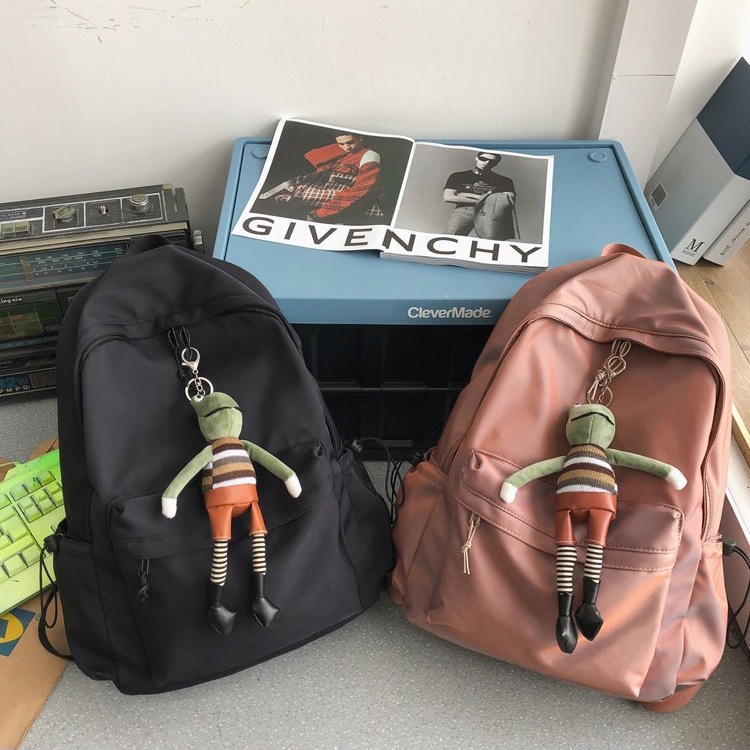 IELGY Balo Màu Trơn Chống Thấm Nước Sức Chứa Lớn Phong Cách Hàn Quốc Cho Nữ