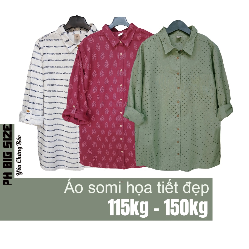 Áo somi bigsize 115kg - 150kg | Áo sơ mi ngoại cỡ dài tay hàng xuất dư | PH Big Size | A191