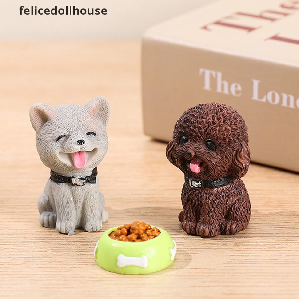 Mô Hình Chú Chó Kawaii Mini Bằng Nhựa Resin Để Bàn Trang Trí Sân Vườn