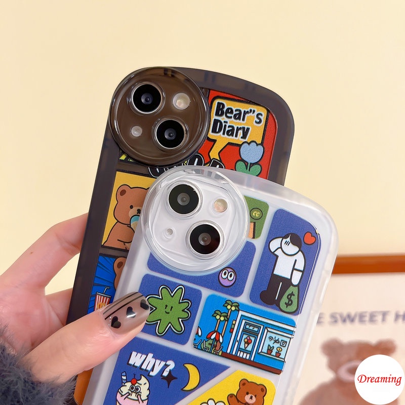 Ốp lưng điện thoại cho VIVO Y02S Y22 Y22S Y35 Y77 Y55 Y75 T1 Y33S Y21S Y21 Y53S Y51 Y51A Y31 Y30 Y50 Y20 Y12S Y20s G Y16 Y15S Y15A 4G 5G Vỏ mắt lớn Translucency Vỏ Motif Puzzle Gấu dễ thương