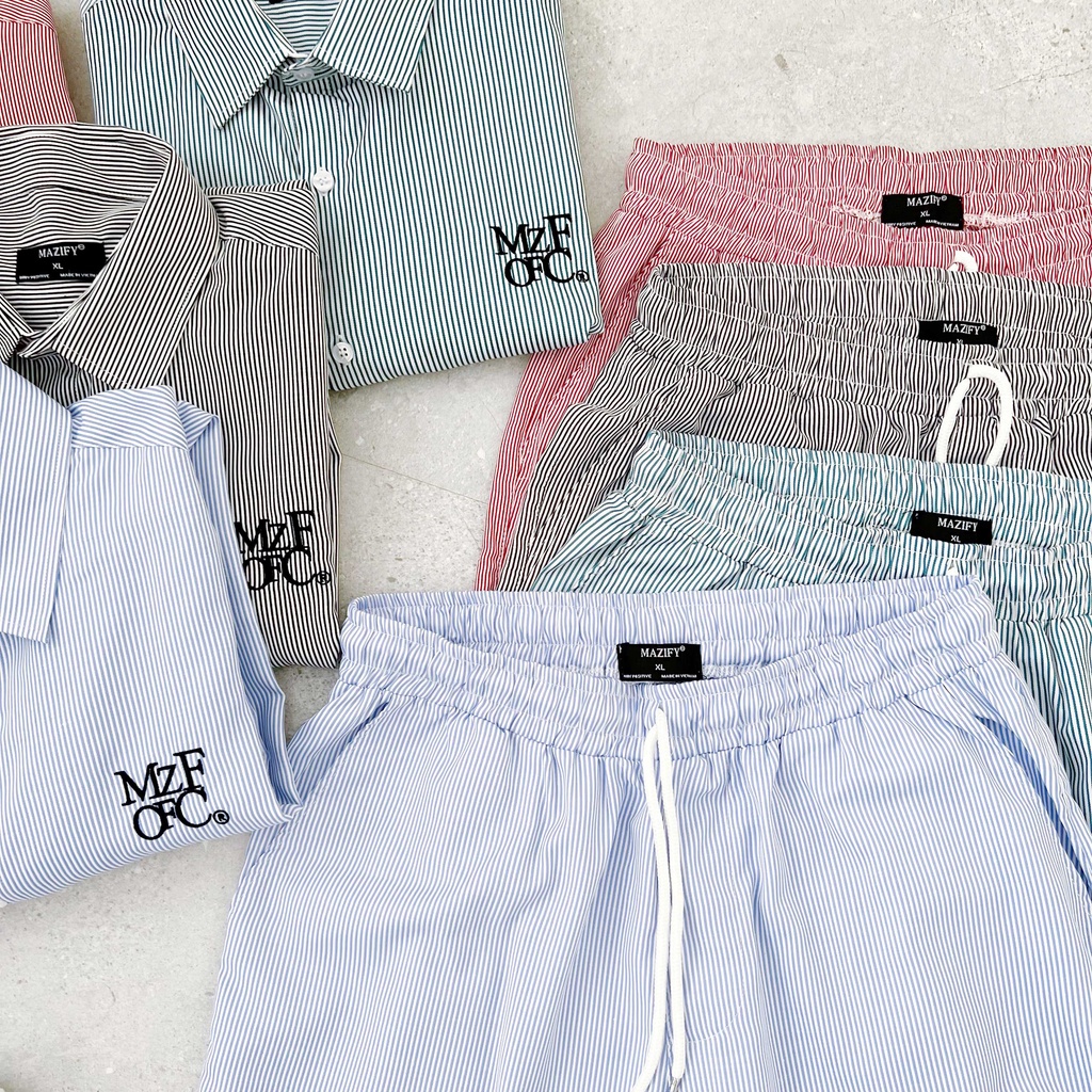 Bộ sơ mi tay dài thêu logo MAZIFY