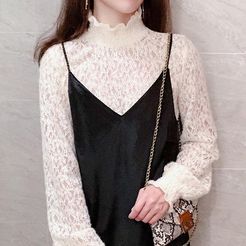 IELGY  Áo Thun Lưới Cổ Cao Thời Trang Dành Cho Nữ