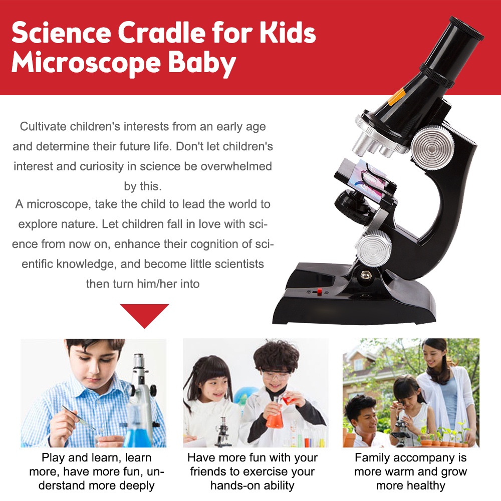 AIDEEPEN Kính hiển vi phóng đại 100/ 400/ 450X dành cho trẻ em