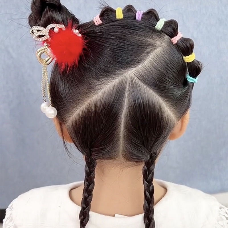 Kẹp Tóc Hình Thỏ Tua Rua Đính Ngọc Trai Dễ Thương Cho Bé Gái timetunnel