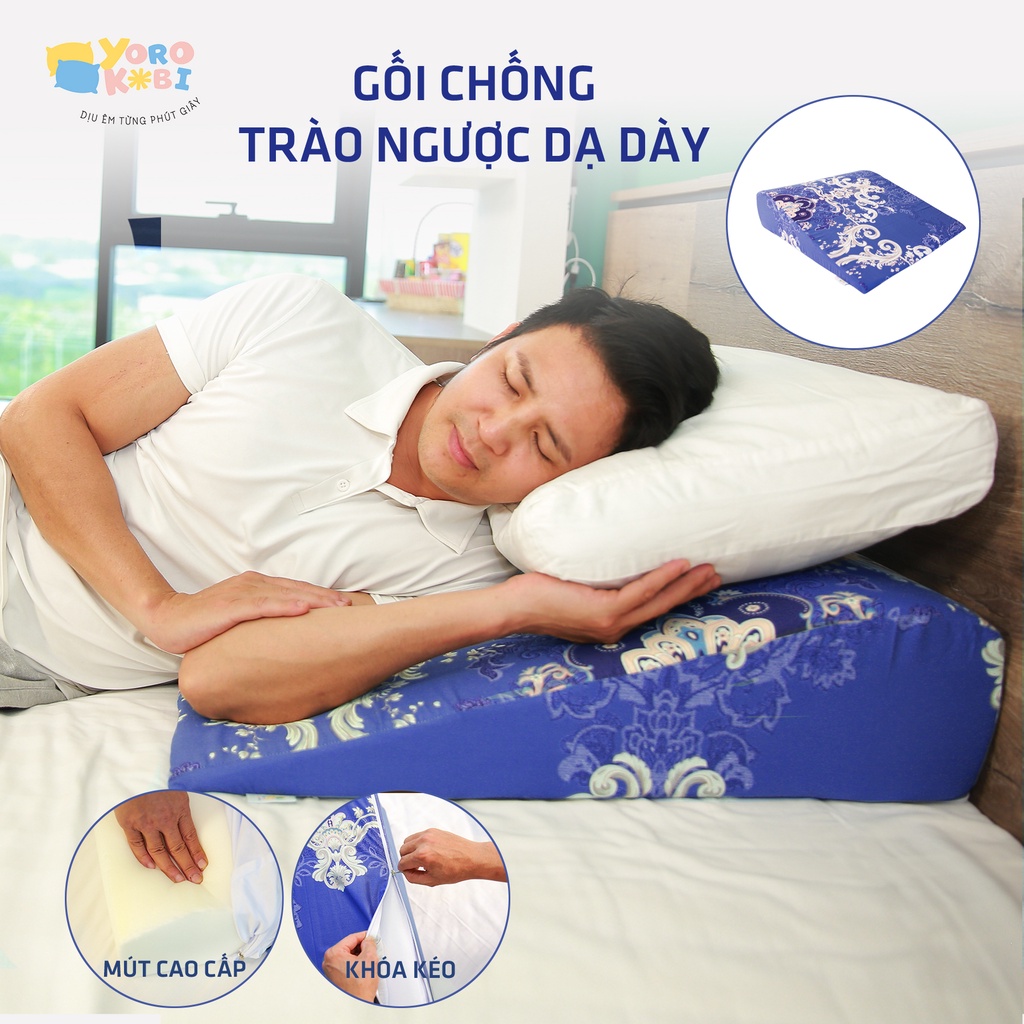 [HIỆU QUẢ] Gối chống trào ngược YOROKOBI bo tròn đỉnh giúp giảm ợ chua, trào ngược, xoang chống ngáy