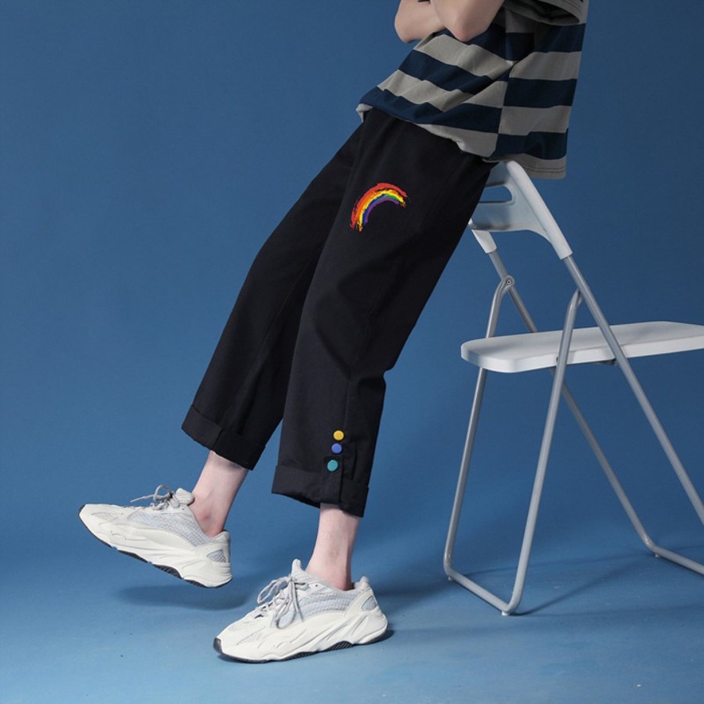 Quần baggy kaki cầu vồng nam nữ - Chất Vải Kaki Kiểu Thể Thao UNISEX h
