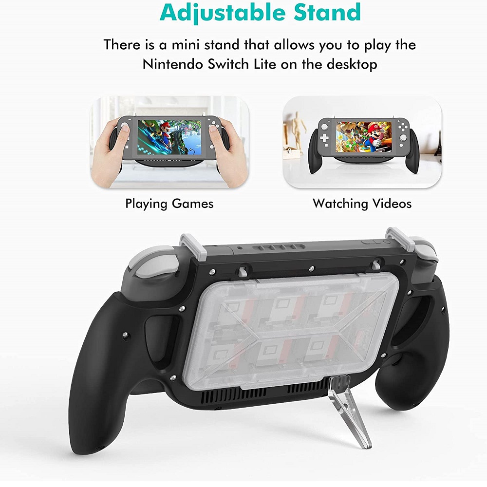 Bộ tay cầm chơi game LAMMCOU Switch Lite có chân đứng tiện dụng hỗ trợ sạc nhanh USB thích hợp cho Switch Lite