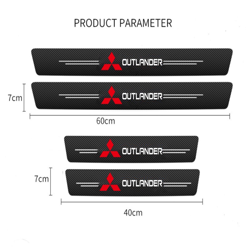 Sticker Sợi Carbon Dán Bảo Vệ Chống Trầy Cho Cửa Xe Hơi Mitsubishi Outlander GM GN GF GG Outlander Sport PHEVRalliArt