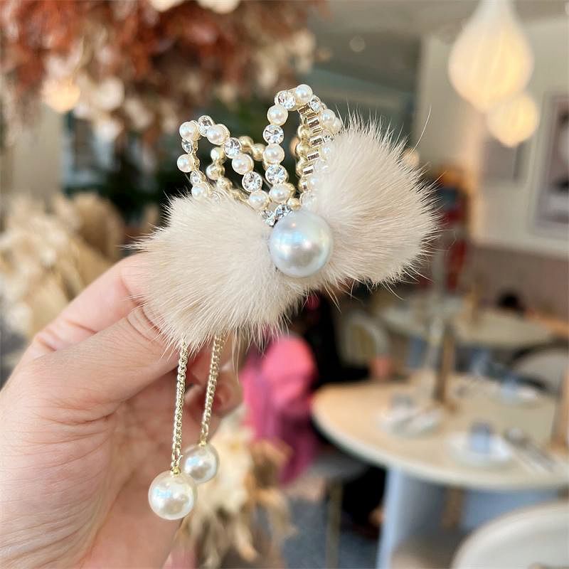 Kẹp Tóc Hình Tai Thỏ Bằng Lông Nhung Thời Trang Thu Đông Dành Cho Nữ