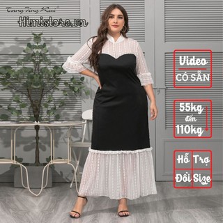Đầm Dạ Hội Big Size Basic Trắng Đen Thương Hiệu Himistore . HM552