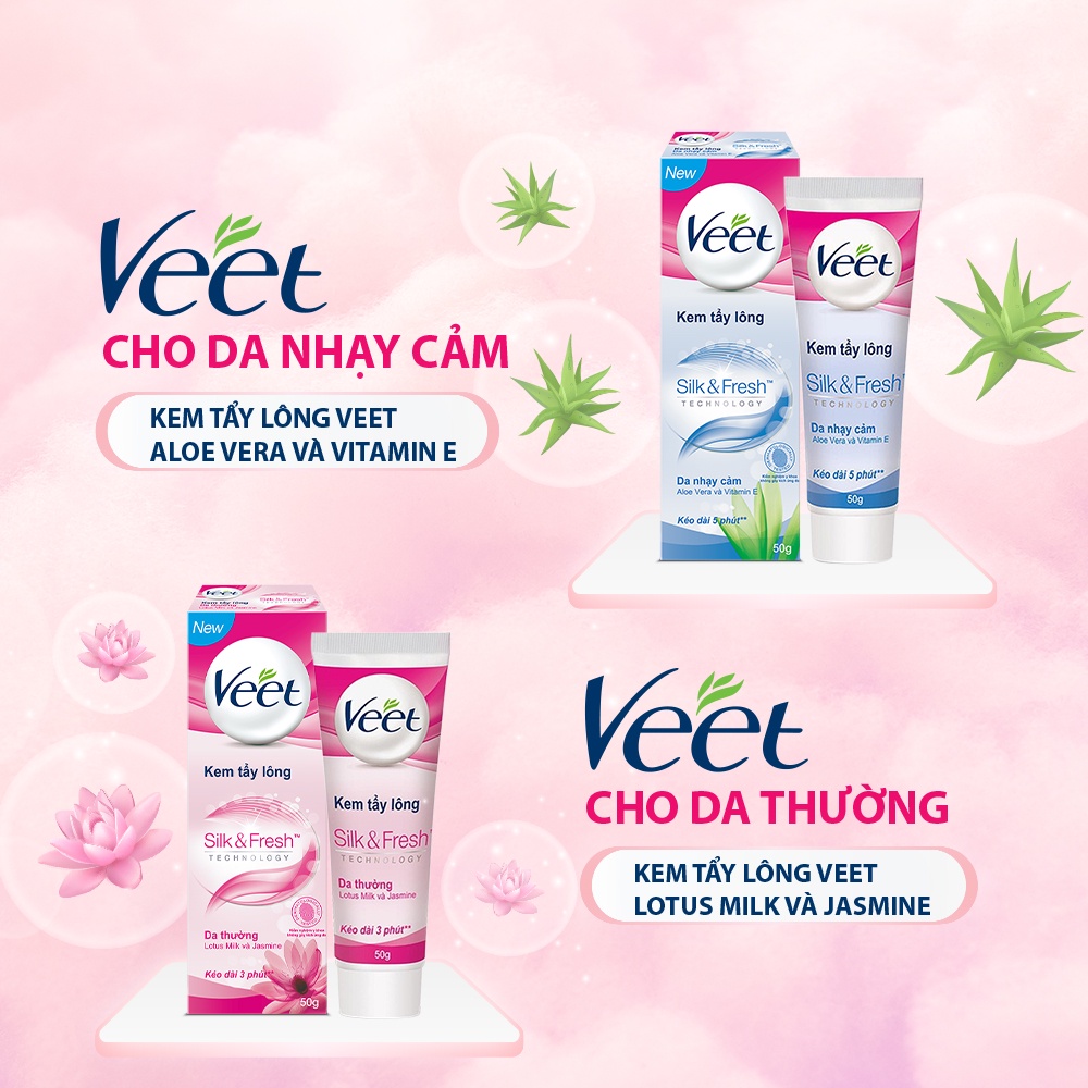 Combo 4 tuýp Kem tẩy lông cho da nhạy cảm Veet Silk Fresh 25G/tuýp