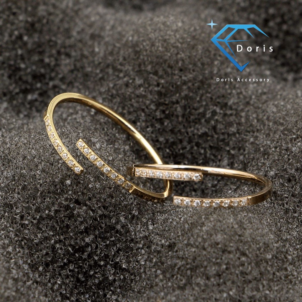 Nhẫn nữ Doris titan đá hở thời trang Gold / Rose Gold J5-206