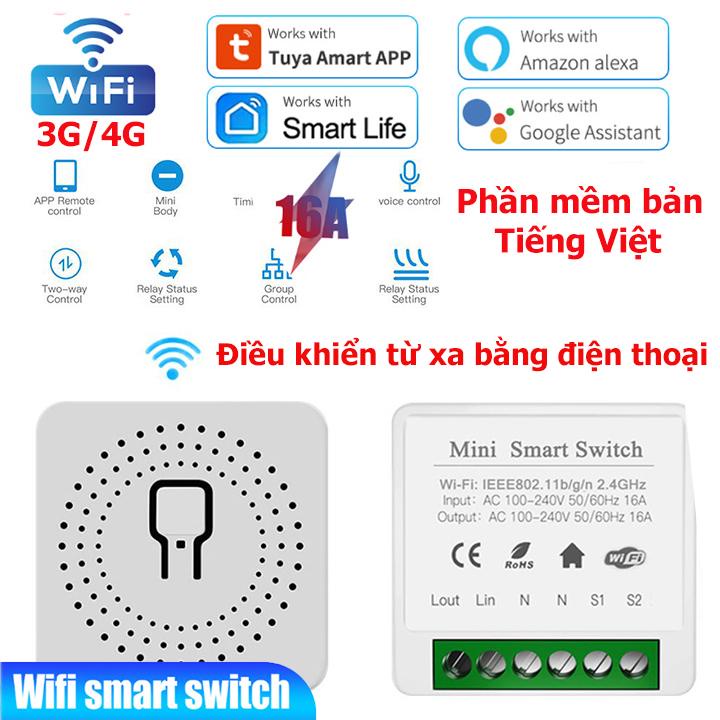 Công tắc thông minh wifi PHIÊN BẢN TIẾNG VIỆT SmartLife Tuya 16A điều khiển từ xa