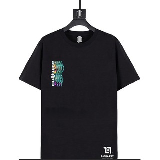 Áo thun unisex tay ngắn cổ tròn TQUARTZ màu đen in họa tiết vải cotton co giãn