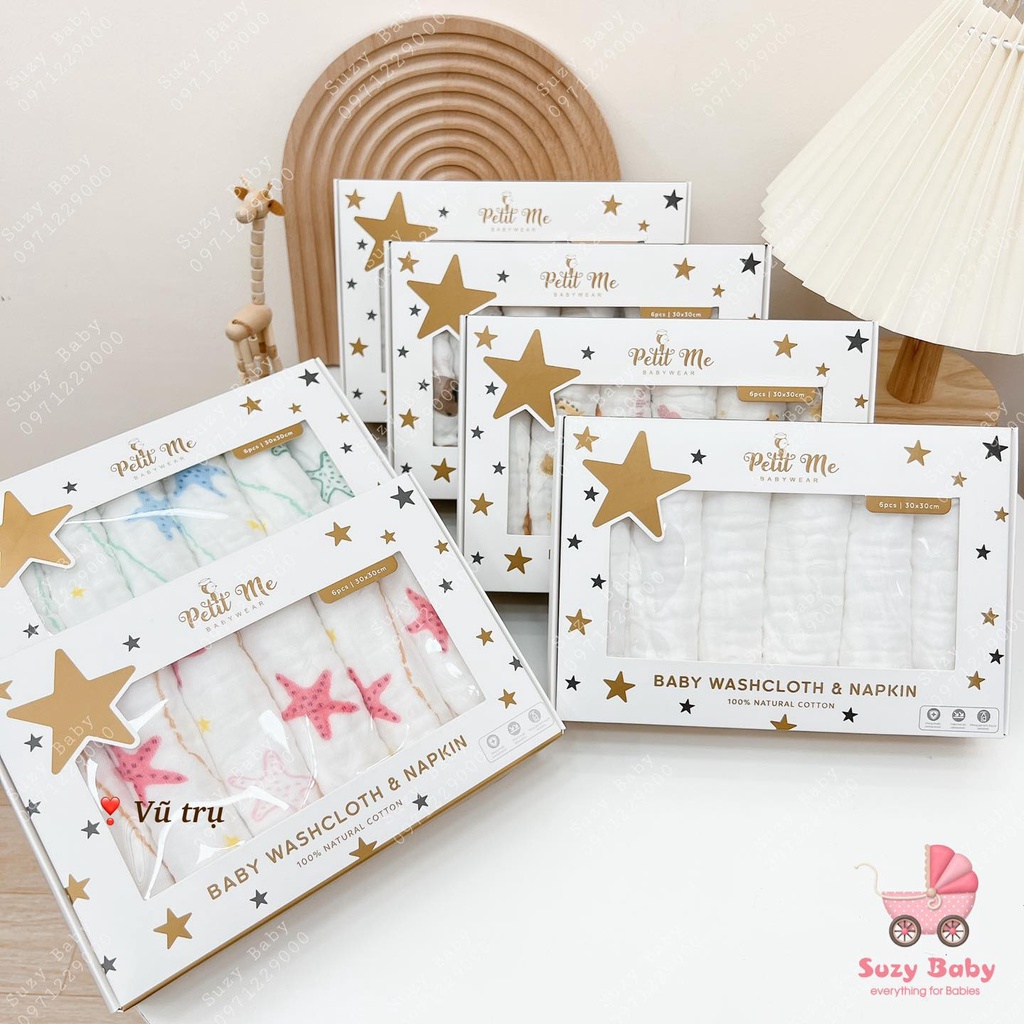 Khăn Sữa Cho Bé/ Khăn Sữa Petitme Cho Bé 100% Sợi Bông Cotton, Kháng Khuẩn Và Thấm Hút Tốt