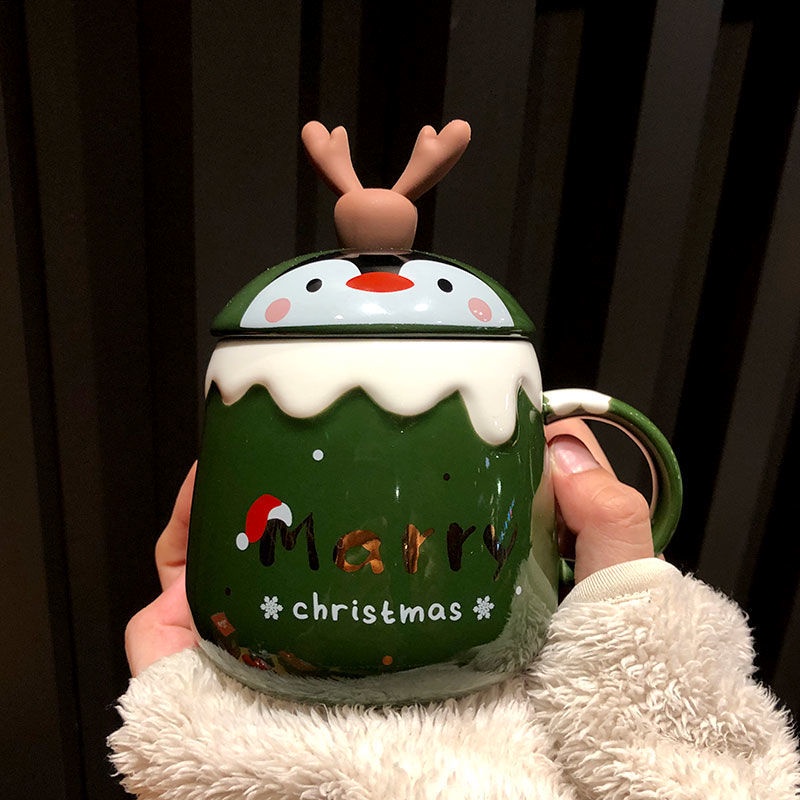 Cốc Sứ Uống Cà Phê In Hình Ông Già Noel Hoạt Hình