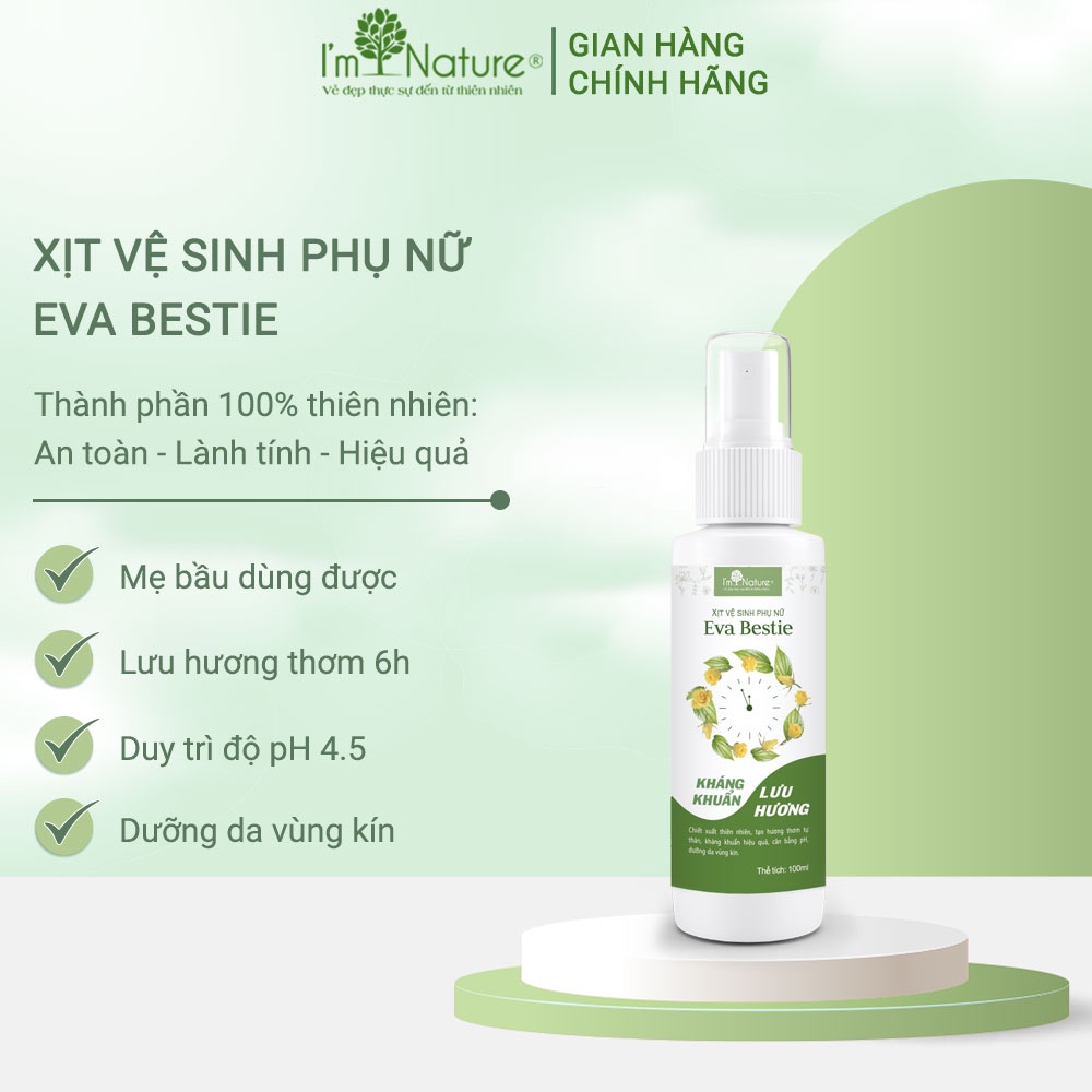 Xịt Khử Mùi Nước Hoa Vùng Kín Eva Bestie Dưỡng Da Kháng Khuẩn Lưu Hương Quyến Rũ I'm Nature 50ml