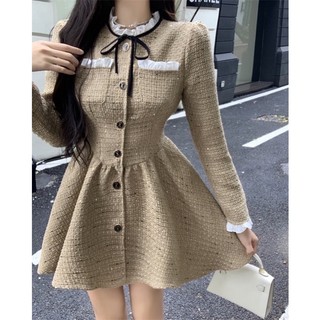 Váy Dạ Tiểu Thư Phối Bèo Trắng