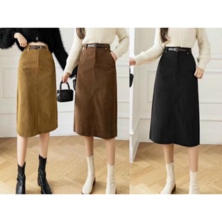  Chân Váy Nhung Tăm Dáng Dài Kèm Đai Xinh Xắn EVO-6681 