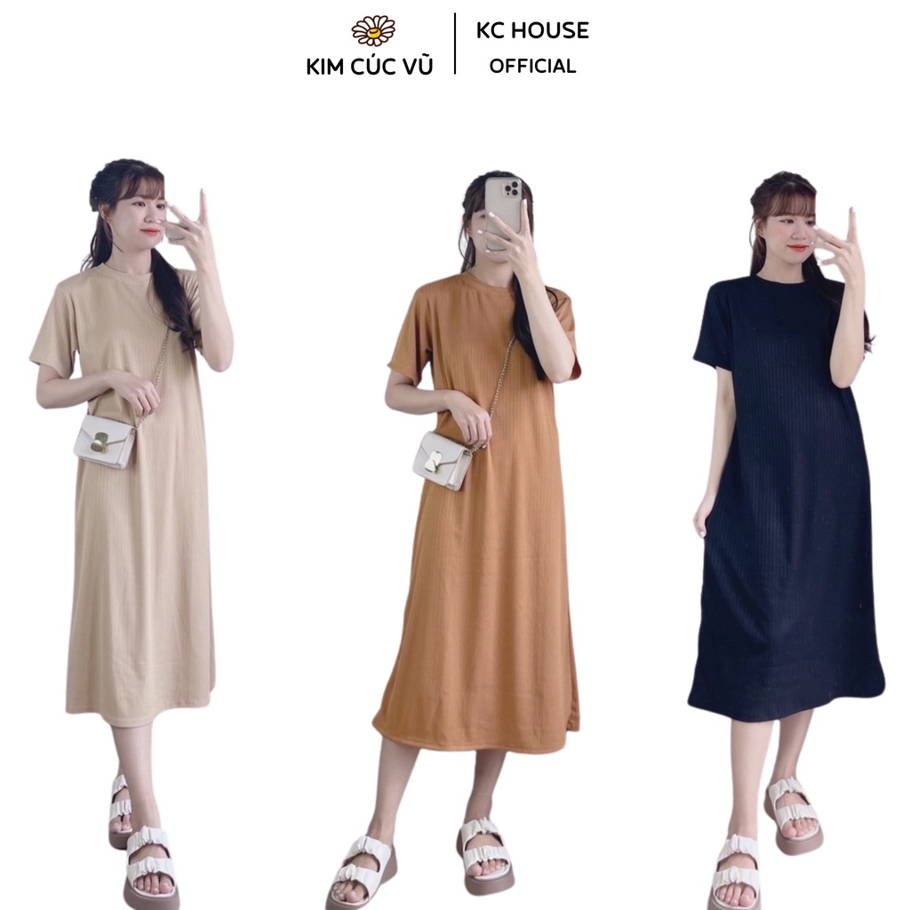 Đầm len suông dài qua gối, váy len xương cá suông dài, from rộng.