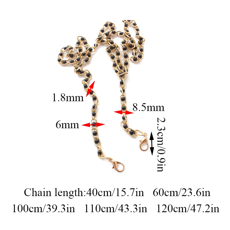 Dây Xích Nhôm Bản Rộng Đính Hạt Trang Trí Túi Xách Tiện Dụng