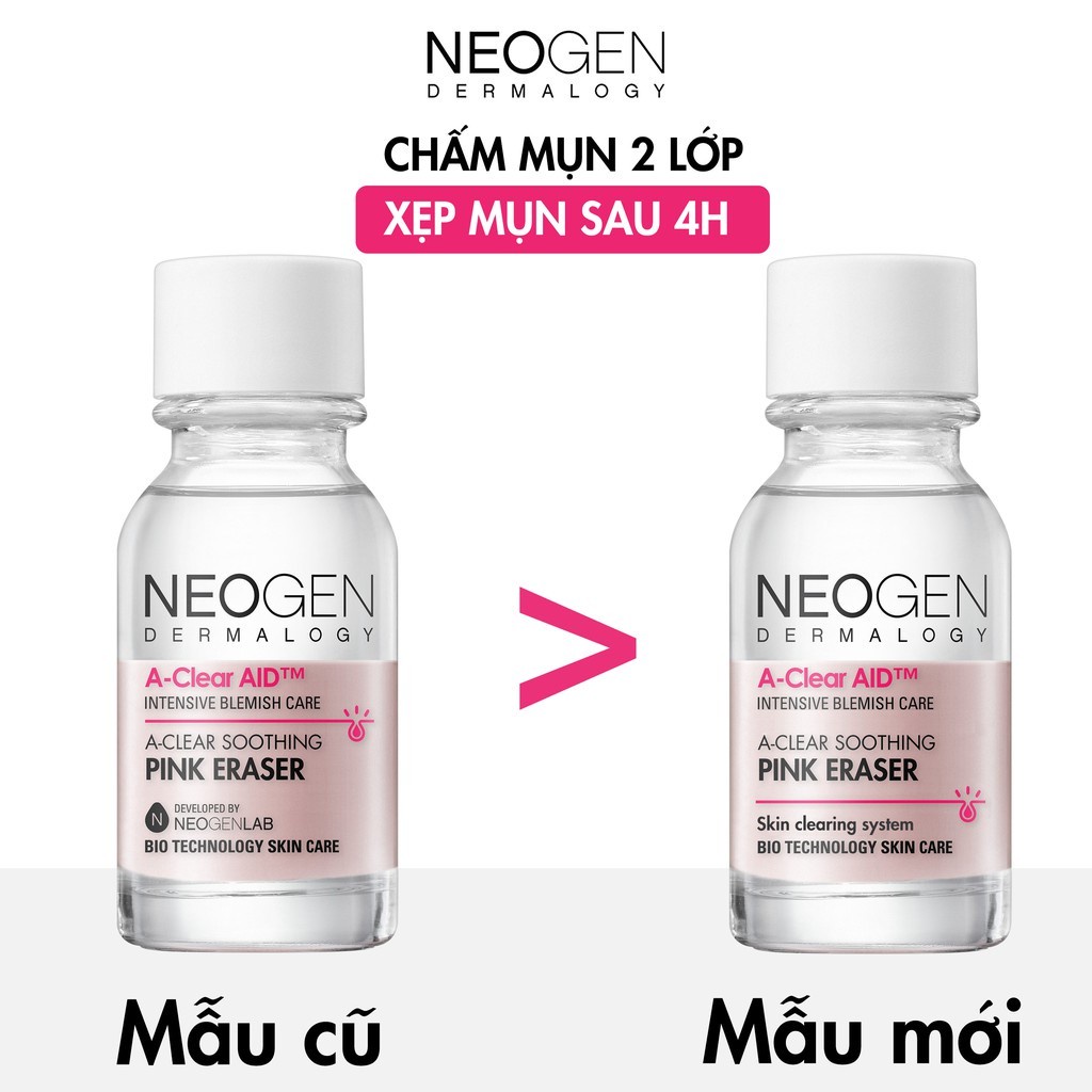 Chấm Mụn Neogen A-clear Soothing Pink Eraser 15ml Xẹp Mụn Giảm Xưng Đỏ Không Gây Kích Ứng 15ml